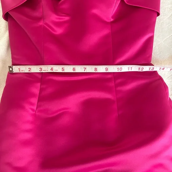 BETSEY JOHNSON VINTAGE HOT PINK STRAPLESS SATIN MINI DRESS SIZE 4 - Picture 9 of 12